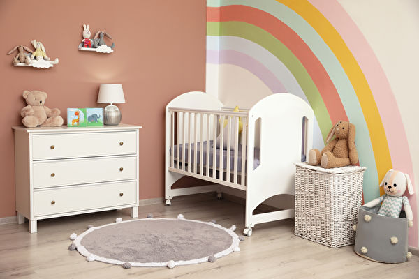 Cute,Child's,Room,Interior,With,Beautiful,Rainbow,Painted,On,Wall,拱门