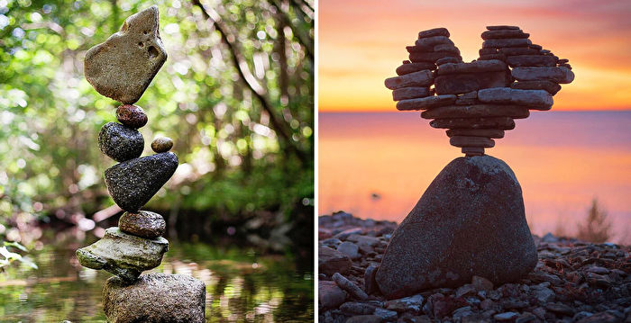 组图：瑞典摄影师用高超平衡技巧玩叠石头