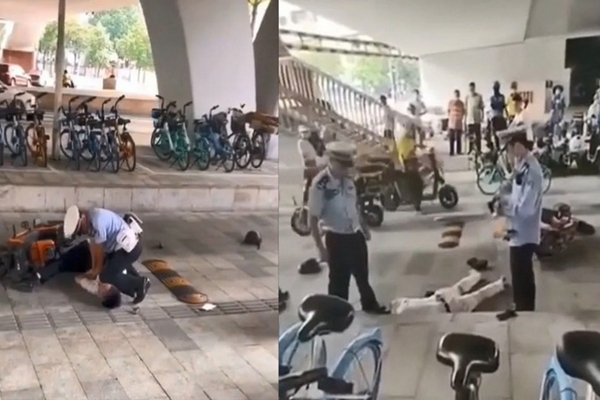 广州警察用膝盖压司机致瘫软 视频热传