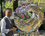 台艺术家用地铁卡造“虎王”作品 法拉盛展出