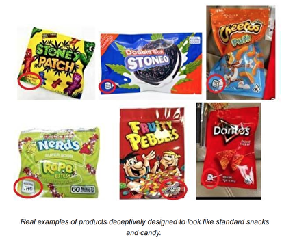 伪装成零食和糖果的大麻产品。