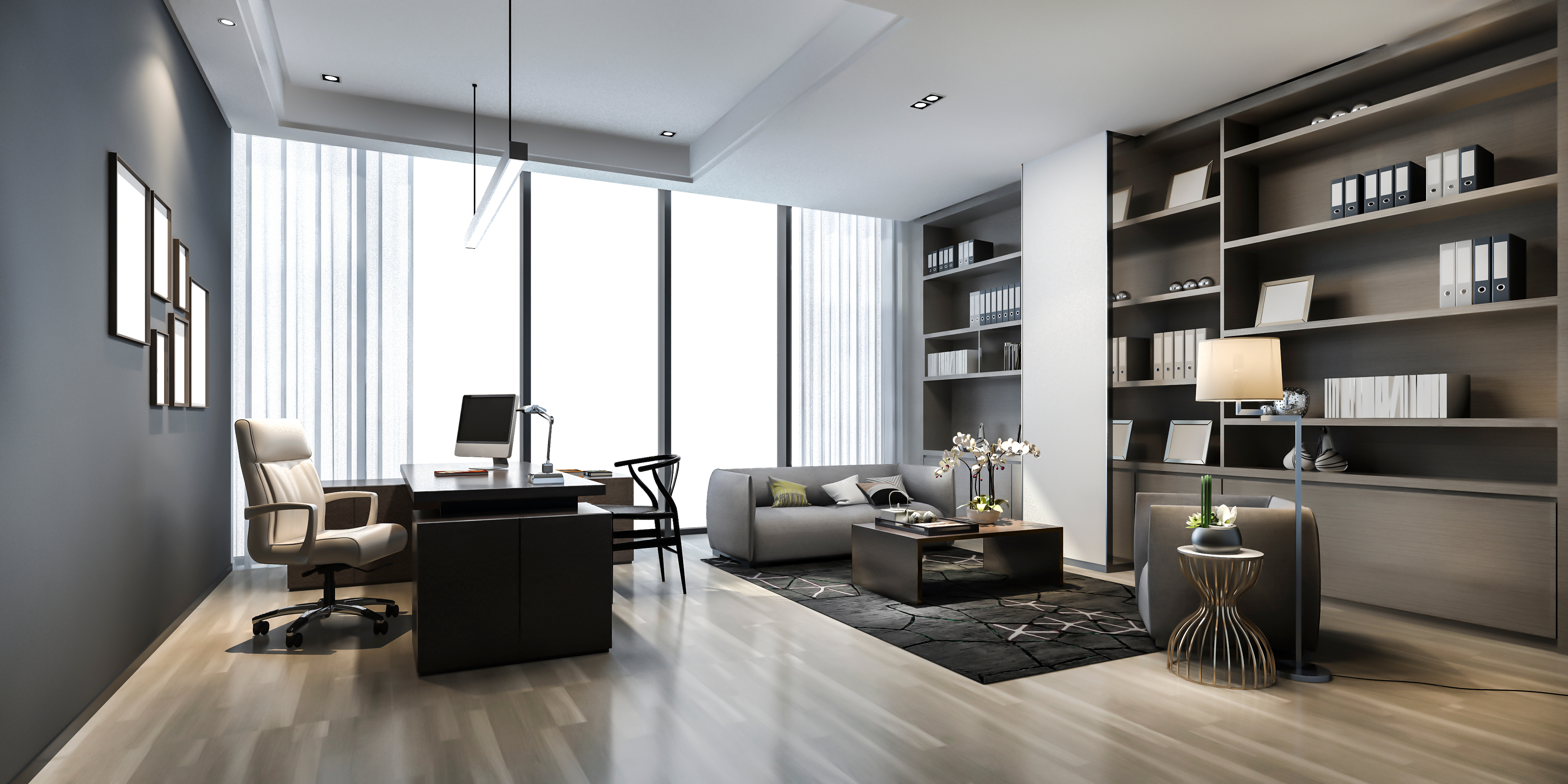 整个墙面的书架与书籍，可作为量体，减少声音的传导。（Shutterstock）