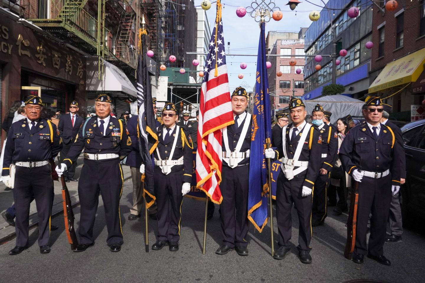 纽约华裔退伍军人游行队伍。