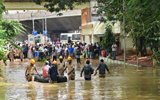 组图：印度班加罗尔暴雨成灾 街道民宅被淹