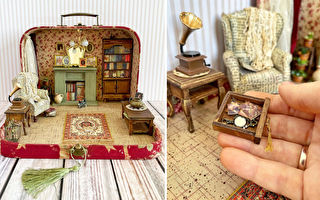 組圖：在手提箱中打造微型精緻的古樸小屋