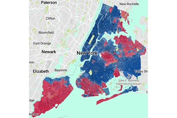 紐約選舉局逐區投票數據出爐 多區翻紅