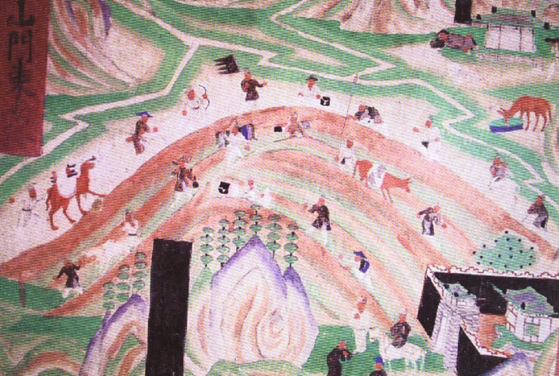 敦煌壁畫中描繪的往返於絲綢之路上的商隊。(公有領域)