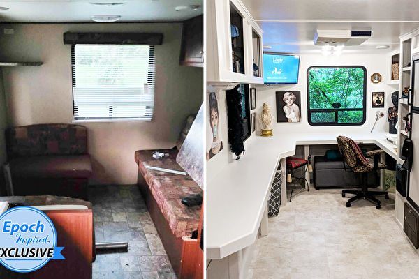 為支持妻子 丈夫將舊露營車改成漂亮縫紉室