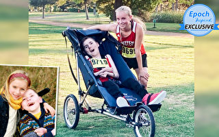 14歲女孩用輪椅推著哥哥一起參加長跑比賽