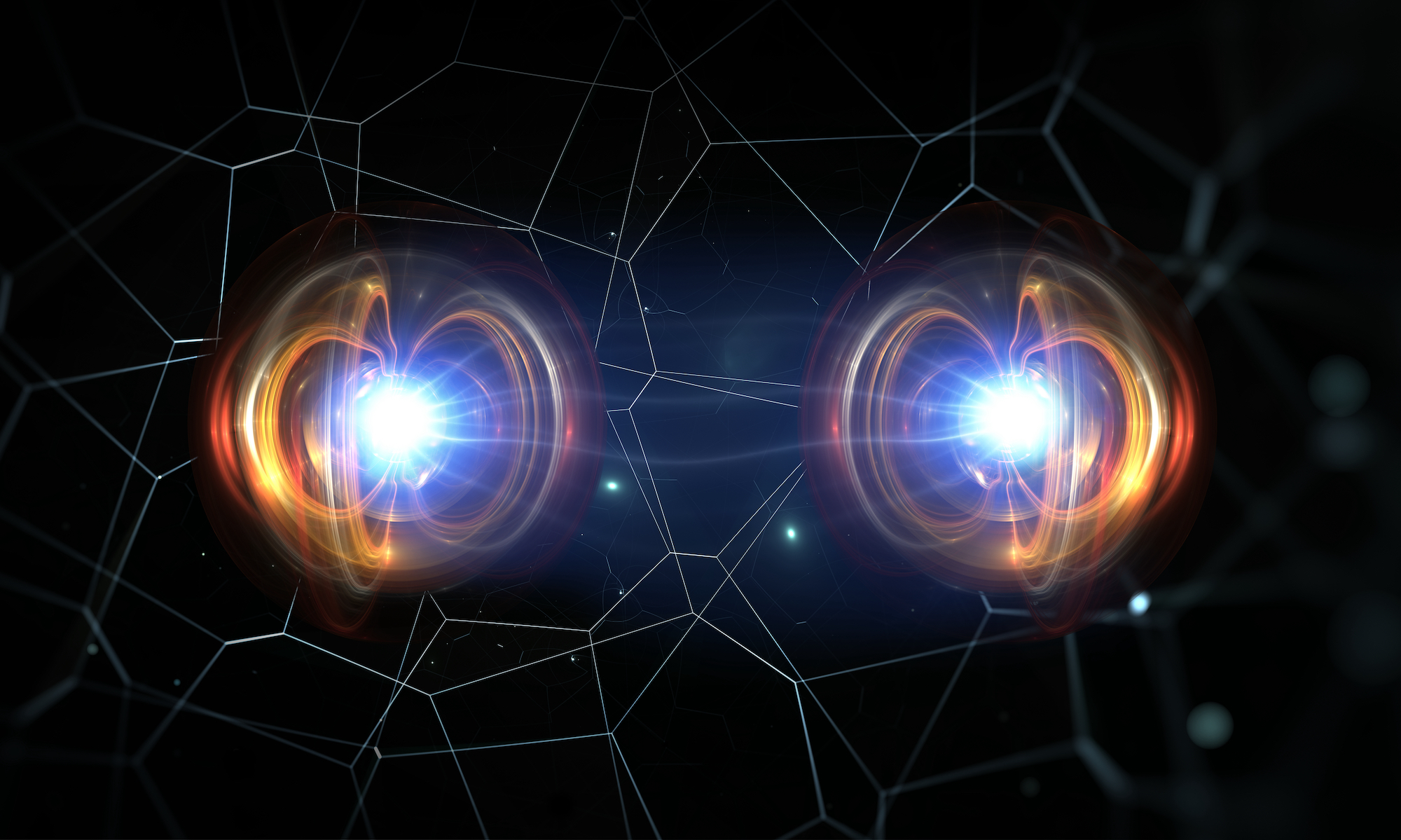 两个粒子处于量子纠缠态示意图。(Shutterstock)