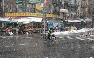 纽约市周一迎来今年第一场雪