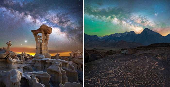 组图：银河星空下的新墨西哥州砂岩地貌
