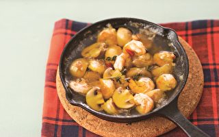 熬煮蝦料理：西班牙橄欖油蒜香蝦