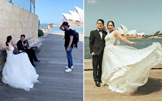 路遇新人自拍婚紗照 攝影師免費為他們拍攝