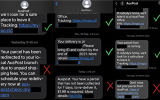 澳洲郵政提醒網購客戶警惕短信詐騙
