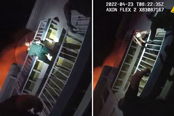 公寓清晨大火 佛州警察冒死爬陽台救下女嬰