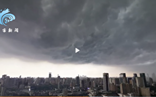 上海一天發四個天氣預警 暴雨傾盆黑雲壓城