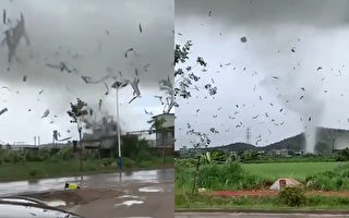 广东潮州遭龙卷风袭击 铁皮碎屑满天飞