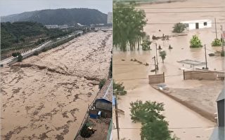 甘肅慶陽遭遇大洪水 電力通信道路中斷