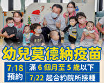 嘉县5岁以下莫德纳 7月18日起开放预约