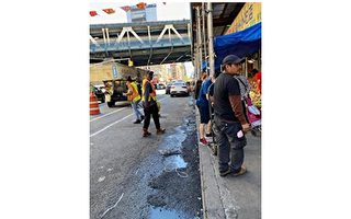 交通局接受纽约市议员马泰投诉 14日派员修补街道水坑