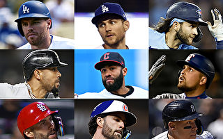 組圖：美國職棒大聯盟本賽季安打排前九位球員