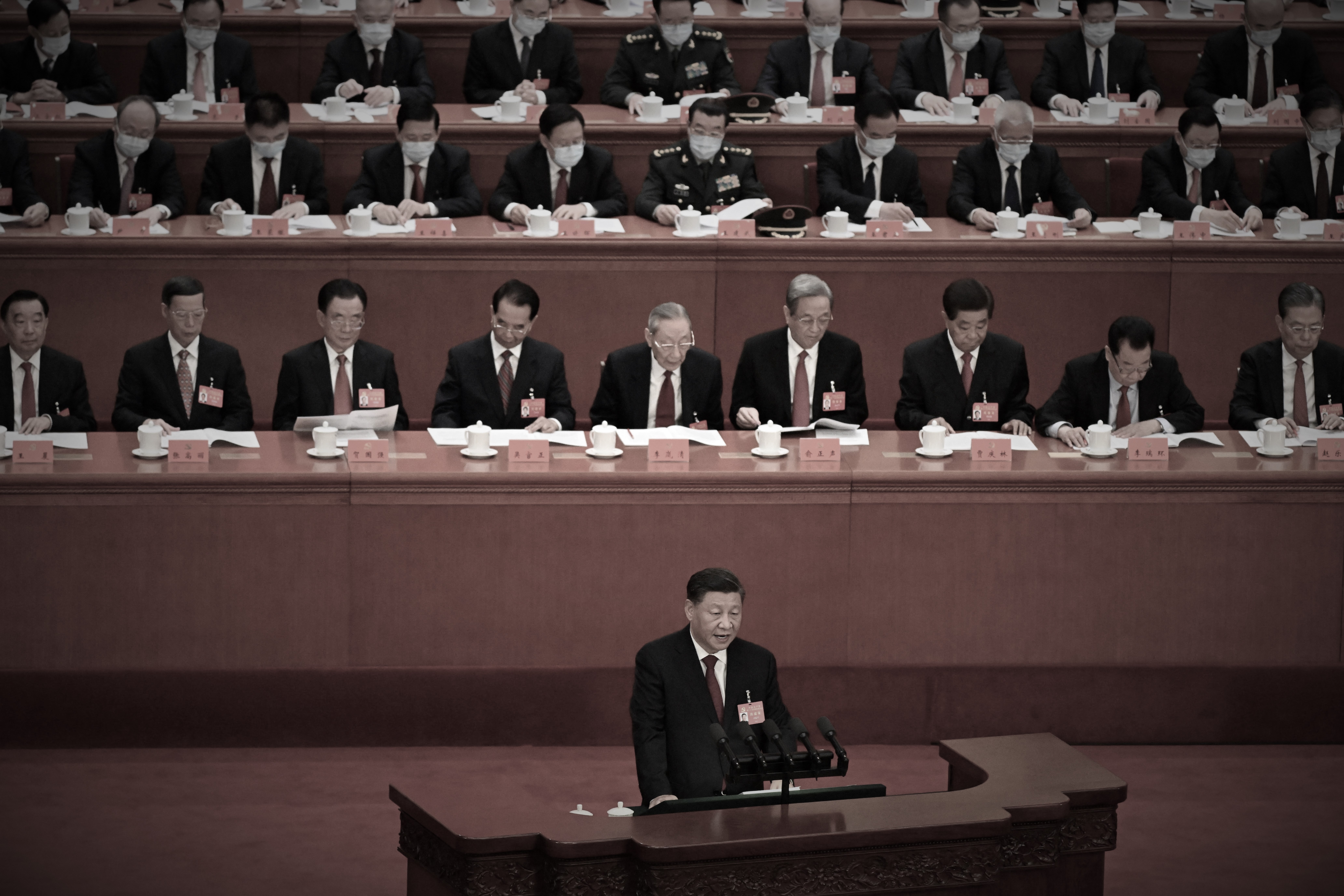 图为2022年10月16日,中共总书记习近平在二十大开幕式上发表讲话。(Noel Celis/AFP)