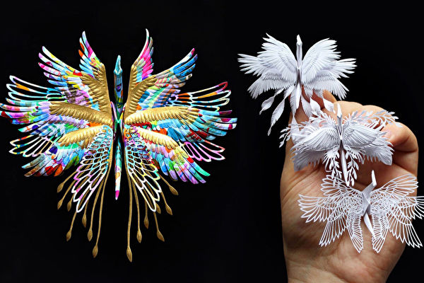 艺术家创作精美千纸鹤 给人带来光明和希望