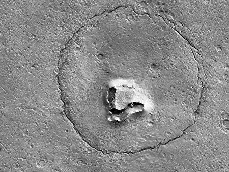 NASA拍到火星表面上奇特地貌 酷似熊脸