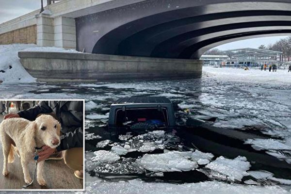 冰面破裂汽車沉湖裡 陌生人合力涉險救司機