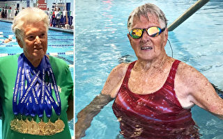 96岁游泳金牌得主仍参赛 分享健康秘诀