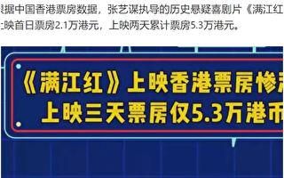 《满江红》香港票房惨淡 3天仅卖5万多港币