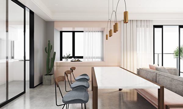 Modern Dining And Kitchen Interior With Dining Table And Chairs