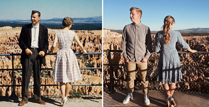 孙女在美丽峡谷拍订婚照 重温奶奶爱情故事