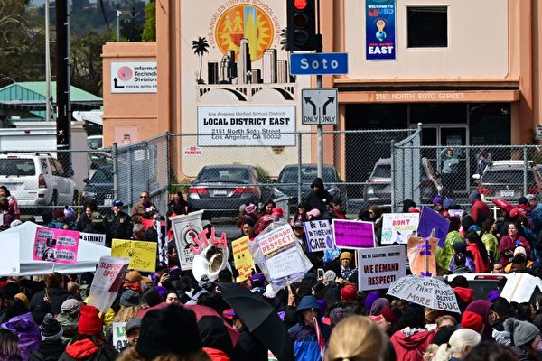 洛杉磯教育系統罷工 逾50萬學生停課