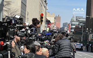 川普出庭 曼哈顿刑事法院大楼被媒体包围
