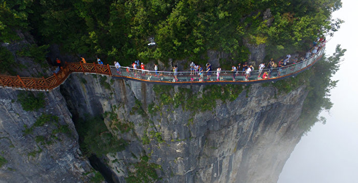 4年轻人在张家界天门山玻璃栈道跳崖自杀
