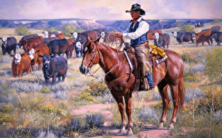 组图：德州牛仔艺术家用油画展现西部风光