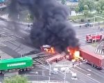 江苏3辆大货车相撞起火 有人遇难