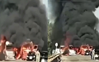 呼市两货车相撞爆燃后致7车起火 多人伤亡