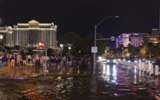 沙漠赌城遭暴雨袭击 有人被洪水冲走