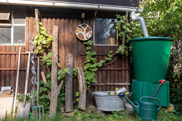 Garden Shed With Rain Water Recycling System And Old Fashioned