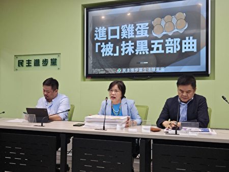 民進黨立委洪申翰（左）、劉世芳（中）、莊瑞雄（右）舉行記者會。