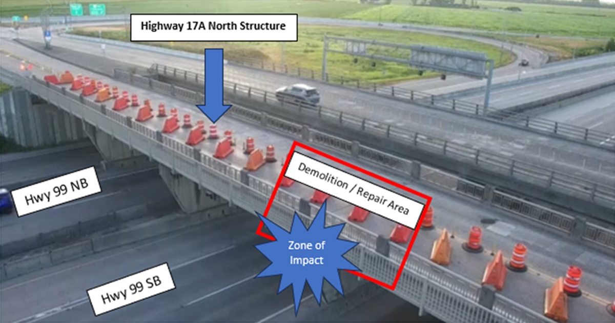 99号和17A高速路未来3个周末将部分关闭| 99号公路| 17A号公路| 维修 