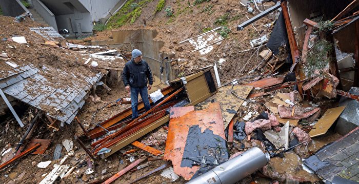 组图：致命风暴席卷加州 洪灾泥石流摧毁房屋
