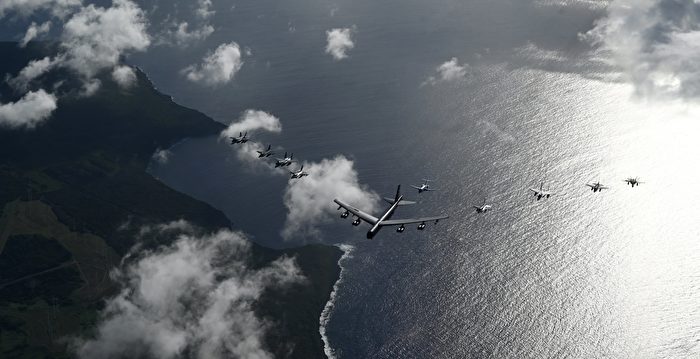 US B-52 and F-15 Fighter Jets Show Superior Air Strike Capabilities Over Chinese Communist Air Force