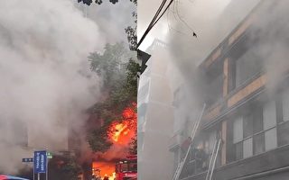 湖南衡阳一饭店起火致14伤 市民爬梯子逃生