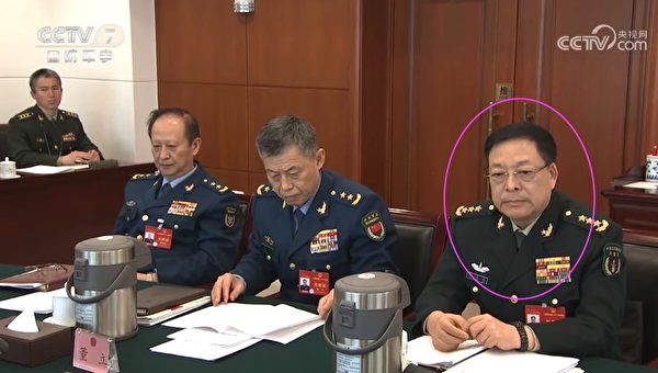 2024年3月5日，中共軍隊和武警部隊代表團審議政府工作報告畫面中，徐忠波露面。（央視畫面截圖）