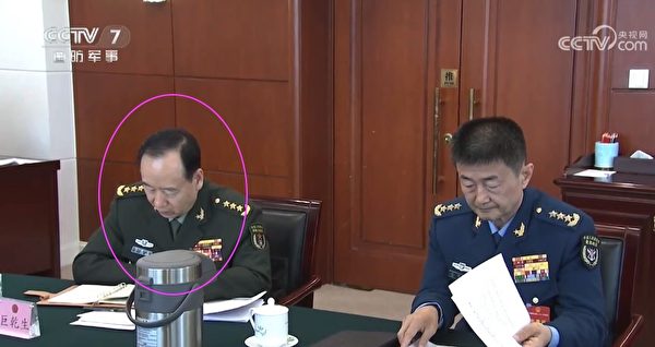 2024年3月5日，中共軍隊和武警部隊代表團審議政府工作報告畫面中，巨乾生露面。（央視畫面截圖）
