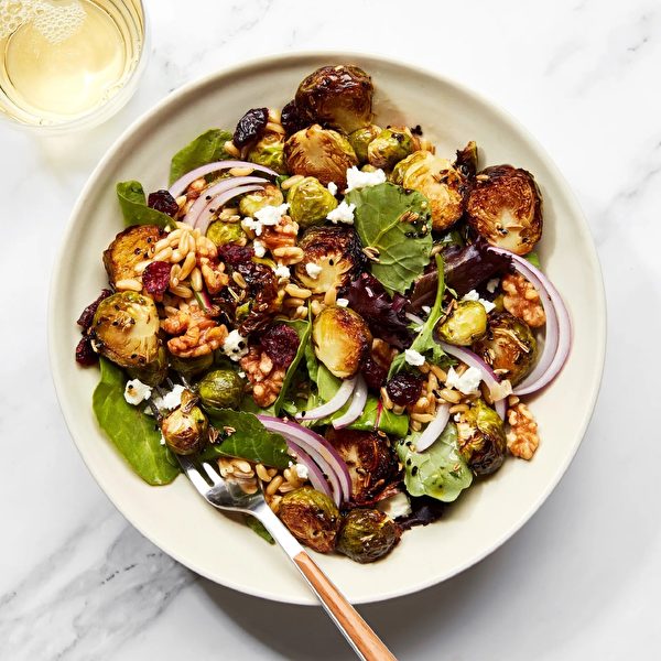 Air-fryer Brussels Sprouts Salad With Spiced Maple Vinaigrette